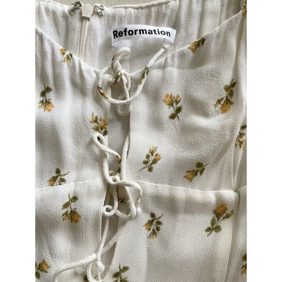 Reformation Roberta Floral Viscose Peasant Boho Maxi /Midi Dress Size 12 - Picture 9 of 10